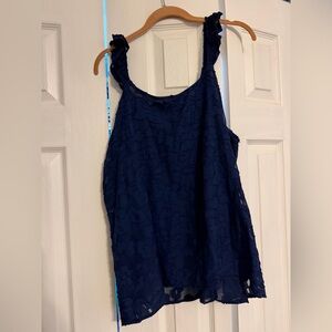 Zac & Rachel Navy Floral Lace Camisole Tank